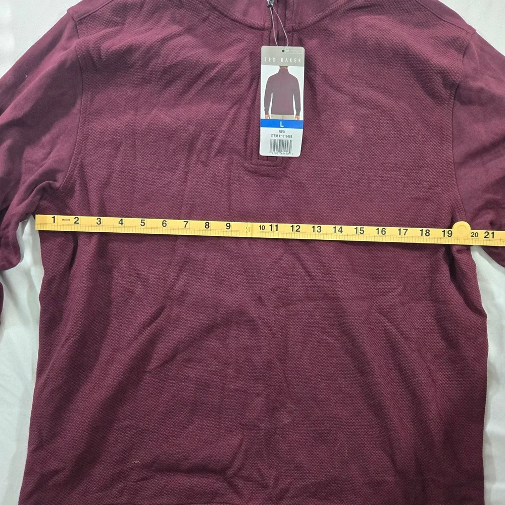 Ted Baker Mens Half Zip Sweater Large L Maroon Burgundy Pullover New With Tags